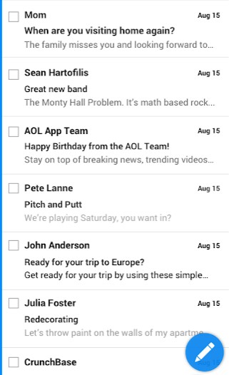 screenshot of AOL Mail